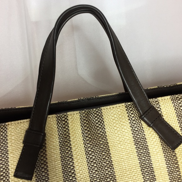 Cole Haan Striped Leather Straw Large Tote - Picture 3 of 14